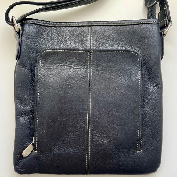 NWOT Genuine Leather Black Crossbody Bag - Picture 2 of 7